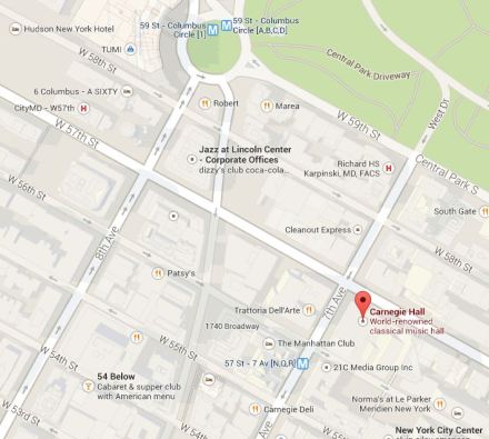 Map Locating Carnegie Hall